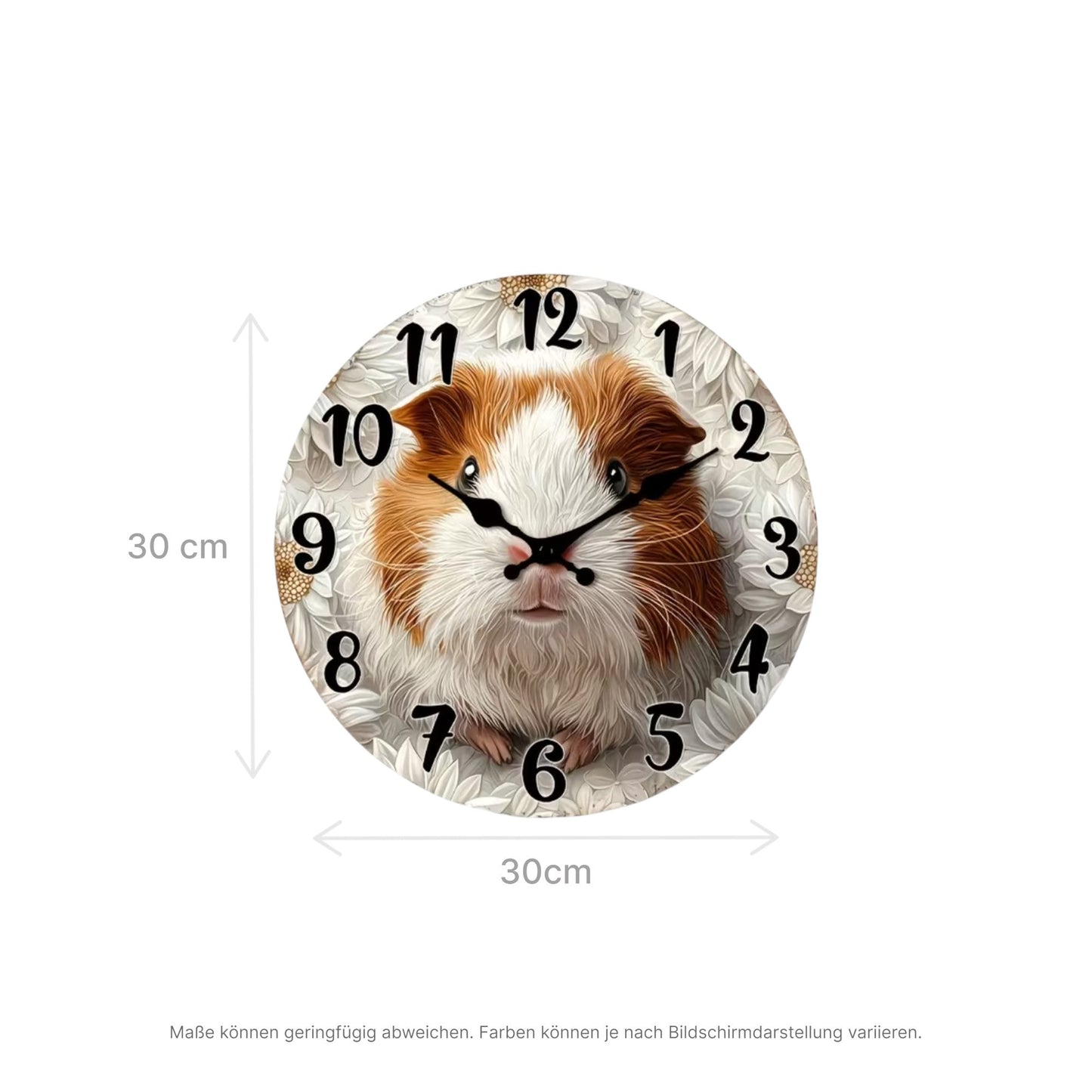 🕰️ Wanduhr „Blütenzeit-Meeri“ – Zeitloser Charme mit Meerschweinchen & Blüten