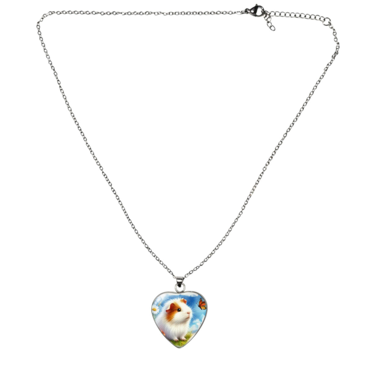 Herzmoment – 🐹💙 Herz-Meerschweinchen Halskette – Farbiger Anhänger mit Naturmotiv | Luxusschweine