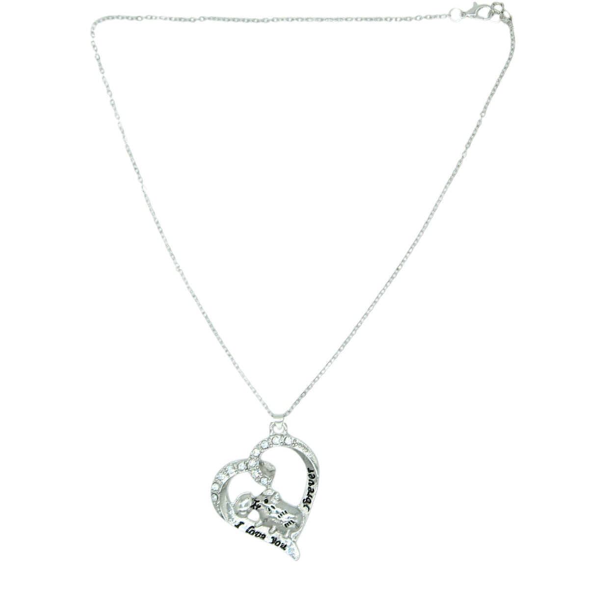 Herzmoment – 💖 Herz-Meerschweinchen Halskette „I love you forever“ – Silberfarben | Luxusschweine
