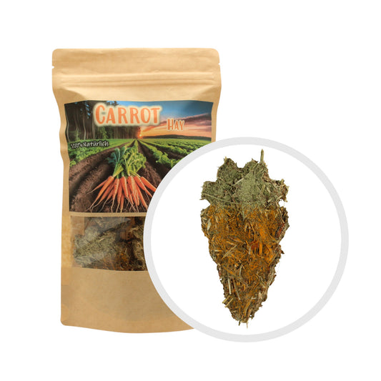 Natürliche Knabberkarotte aus Heu und Kräutern für Kleintiere