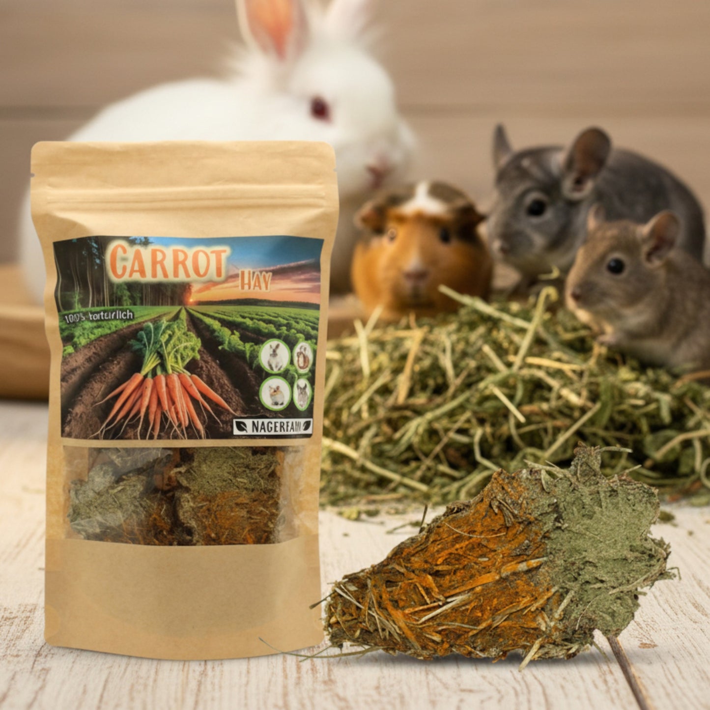 Carrot Hay Knabberkarotte für Kleintiere aus natürlichen Zutaten