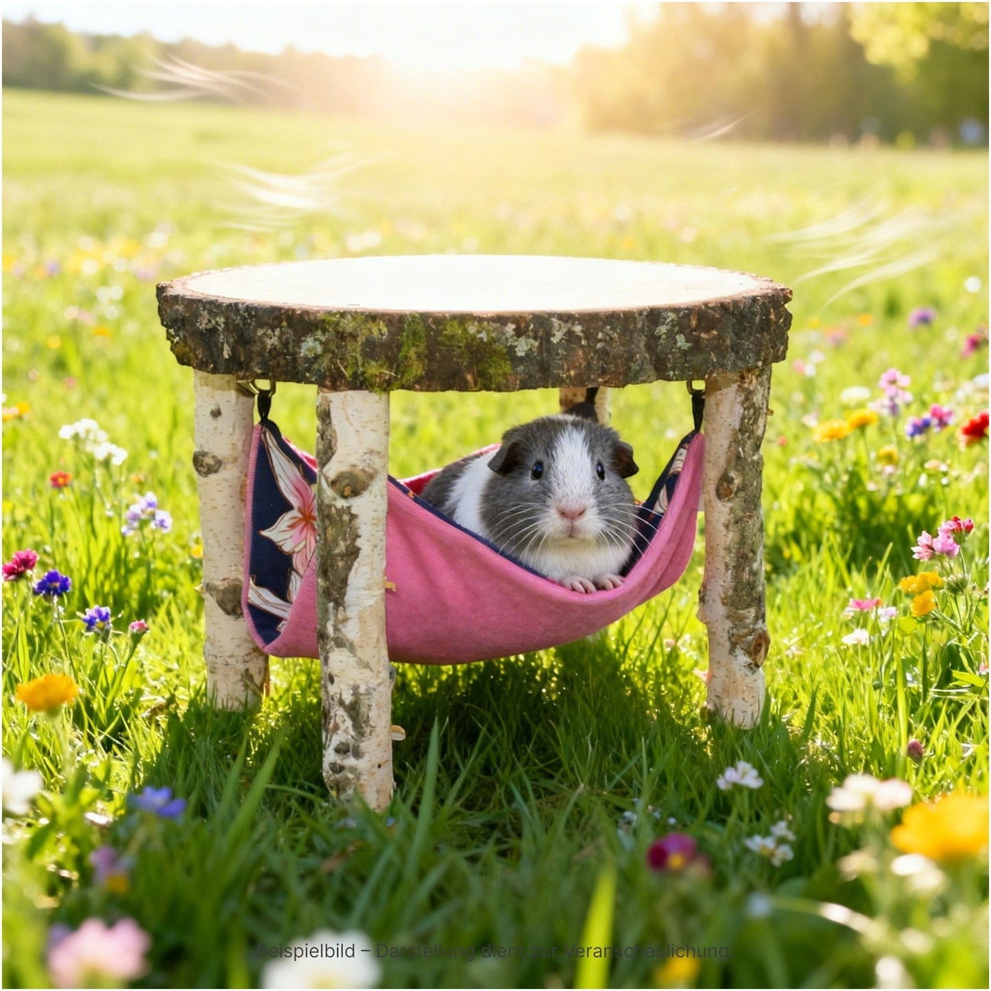 Nagerfarm pink butterfly print hammock for small animals, made of soft biostoff, perfect for resting.