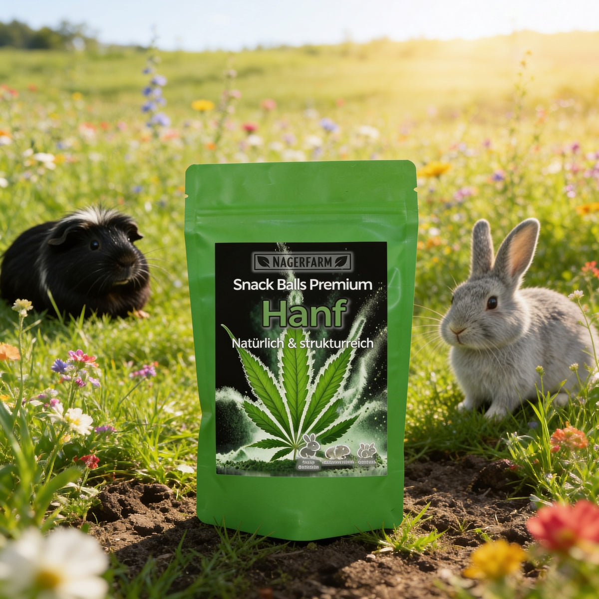 Snack Balls Premium Hanf – Heu-Snack für Meerschweinchen & Kaninchen