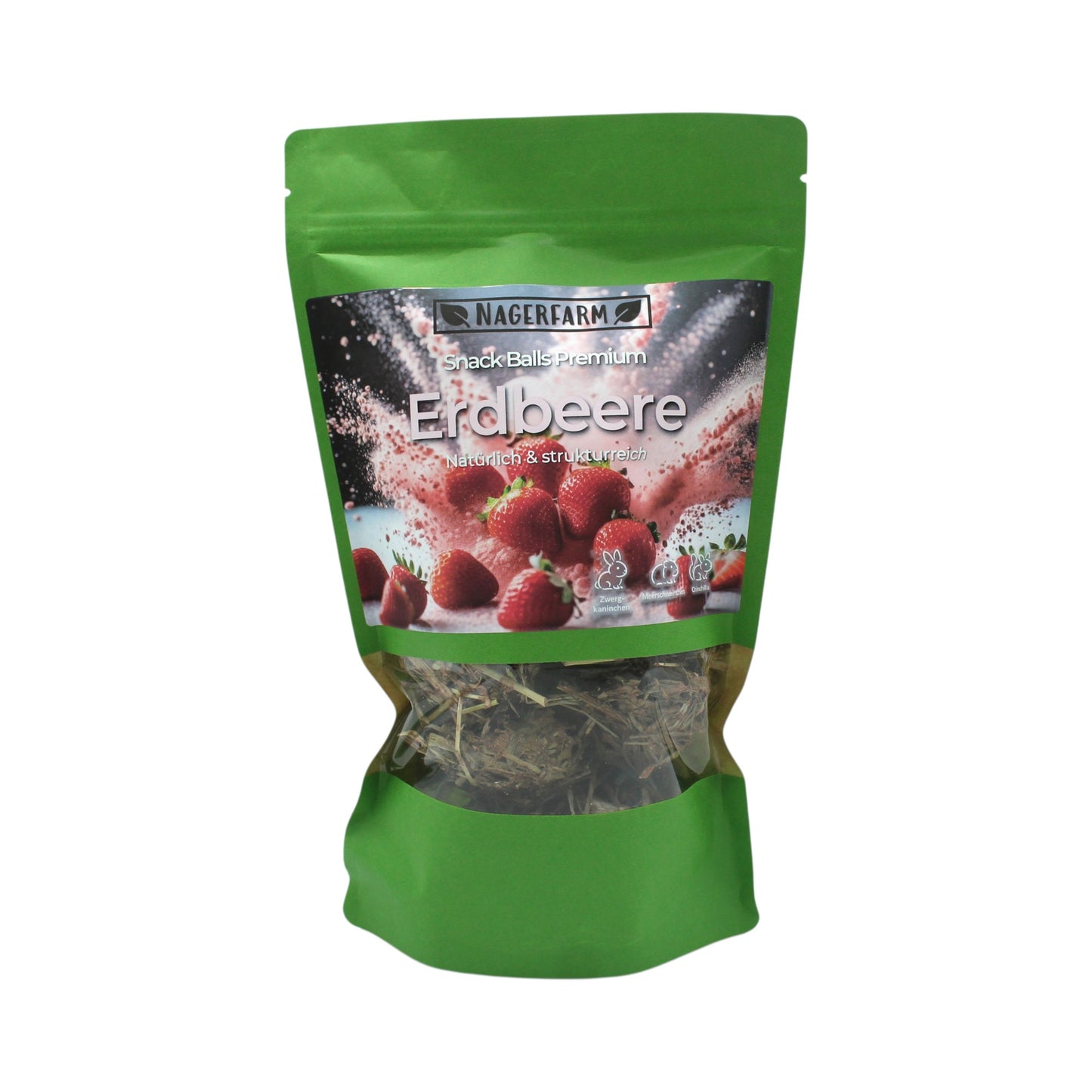 Snack Balls Premium Erdbeere – Heu-Snack für Meerschweinchen & Kaninchen