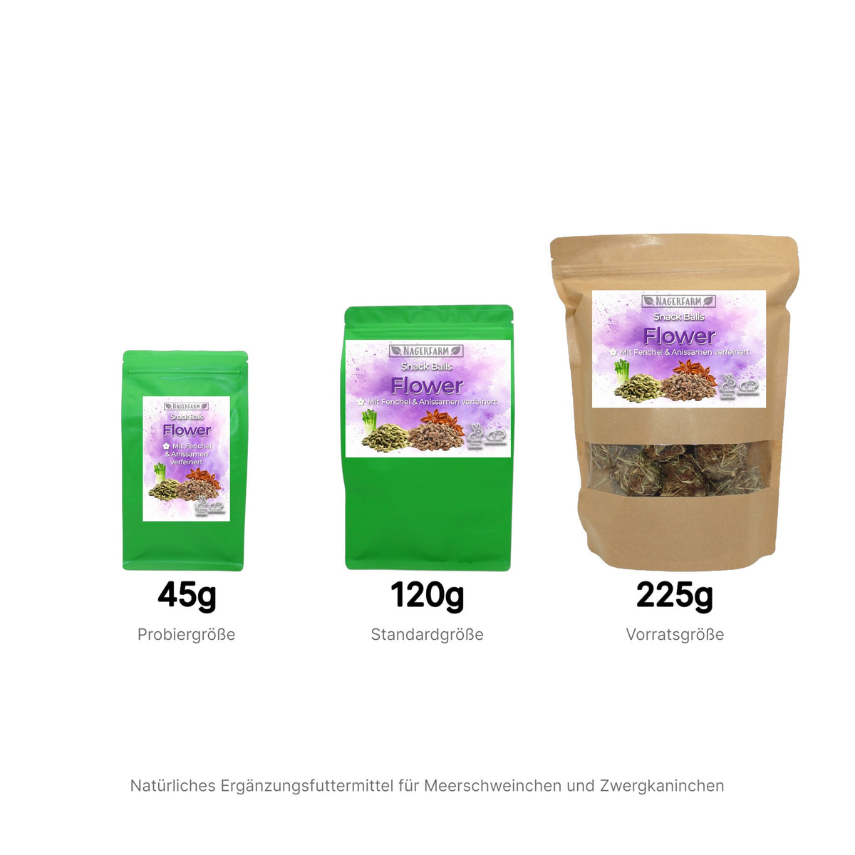 Snack Balls Seeds Flower – Heu-Snack mit Fenchel & Anissamen für Meerschweinchen & Zwergkaninchen