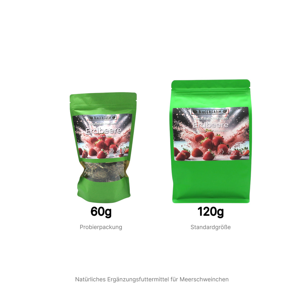 Snack Balls Premium Erdbeere – Heu-Snack für Meerschweinchen & Kaninchen