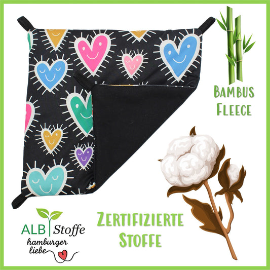 Bio Hängematte - Herzen Black - Nagerfarm