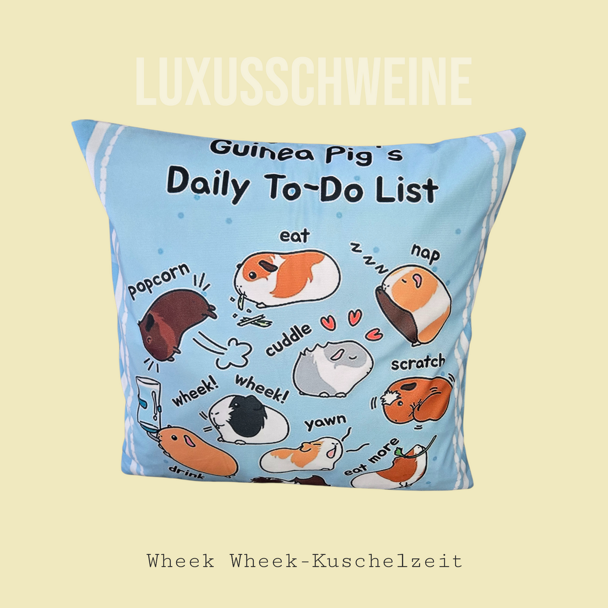 🛋️ Kissen „Daily To-Do List“ Nr.2 – Dein täglicher Kuschel-Reminder für Meerschweinchen-Fans