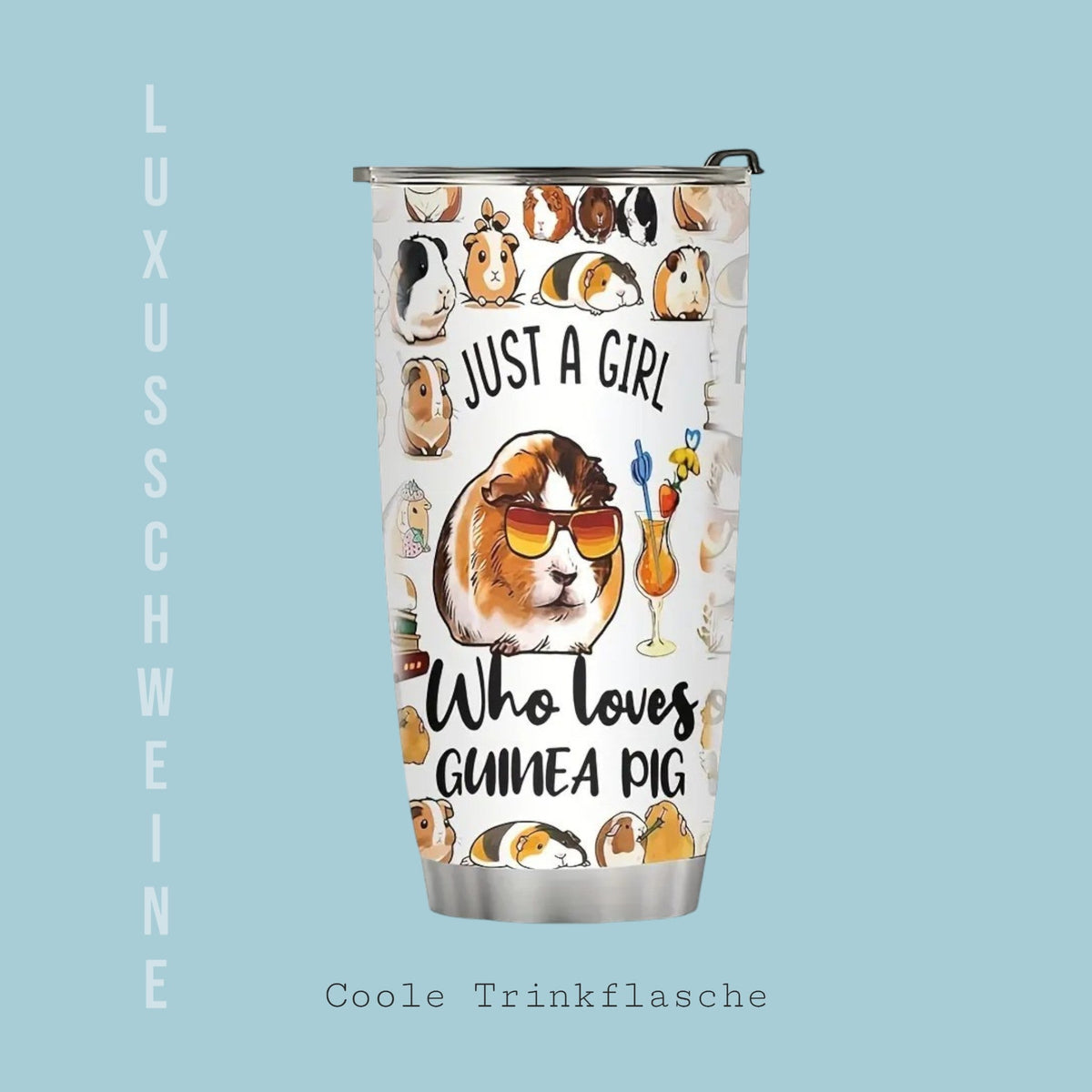 💖 Trinkflasche „Just a Girl who loves Guinea Pigs“ – kompakt & süß