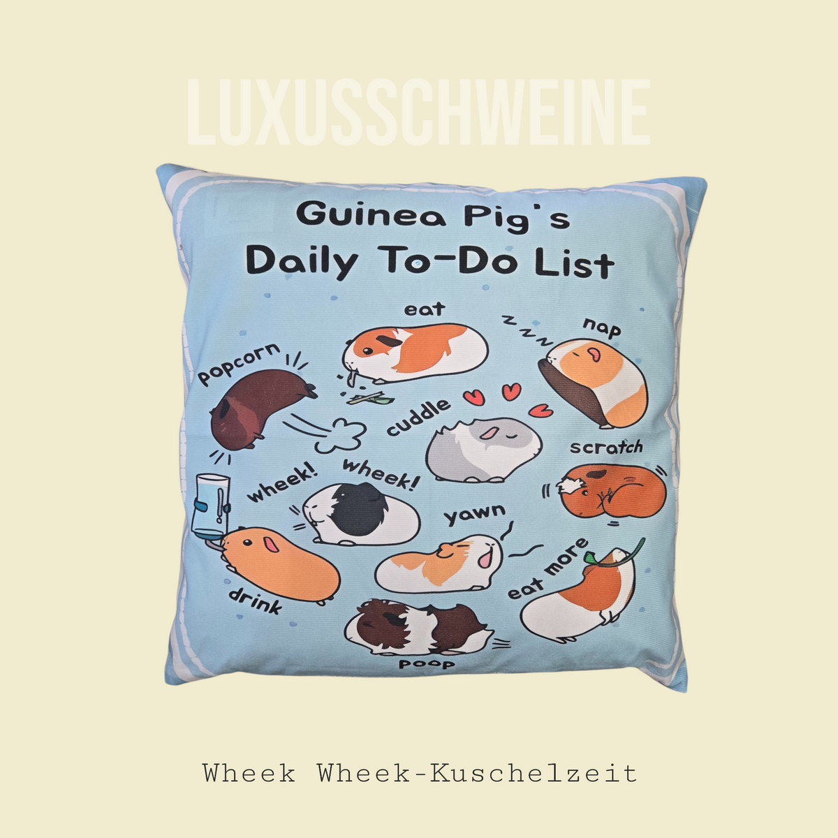 🛋️ Kissen „Daily To-Do List“ Nr.1 – Dein täglicher Kuschel-Reminder für Meerschweinchen-Fans