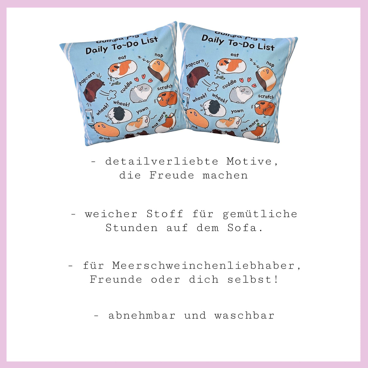 🛋️ Kissen „Daily To-Do List“ Nr.2 – Dein täglicher Kuschel-Reminder für Meerschweinchen-Fans