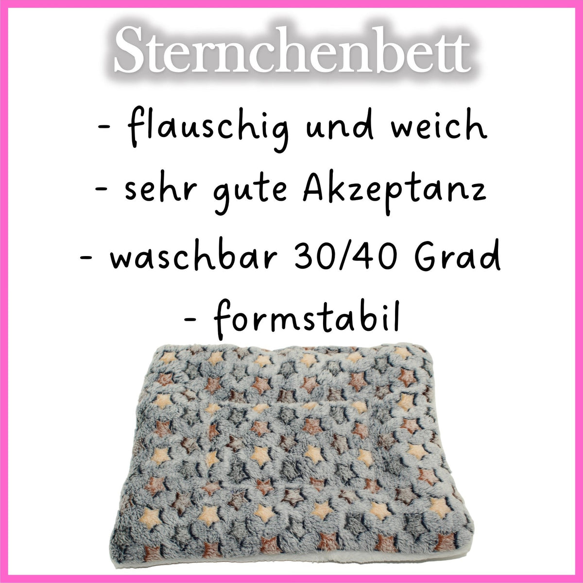 ✨ Star Bed Grey-Blue-Colorful – cuddly soft & dimensionally stable for Guinea Pigs