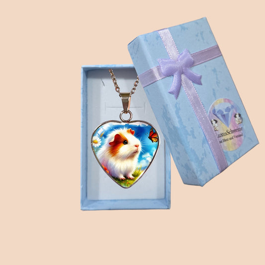 Heart Moment – 🐹💙 Heart Guinea Pig Necklace – Colorful Pendant with Nature Motif | Luxury Guinea Pigs