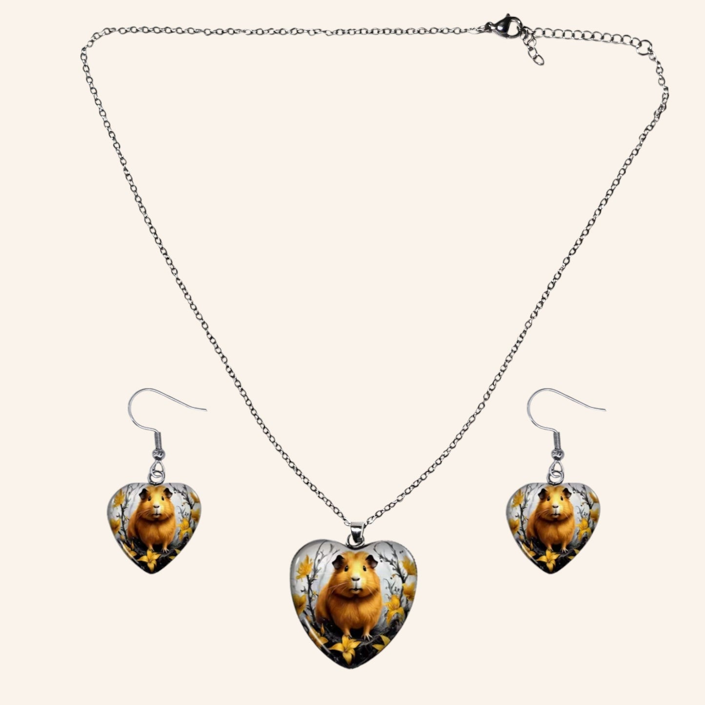 Heart Moment – 🐹💛 Guinea Pig Jewelry Set – Heart Necklace & Earrings in Harmonious Design | Luxury Guinea Pigs