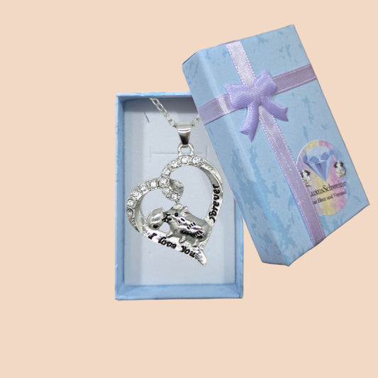 Heart Moment – 💖 Heart Guinea Pig Necklace "I love you forever" – Silver | Luxury Pigs