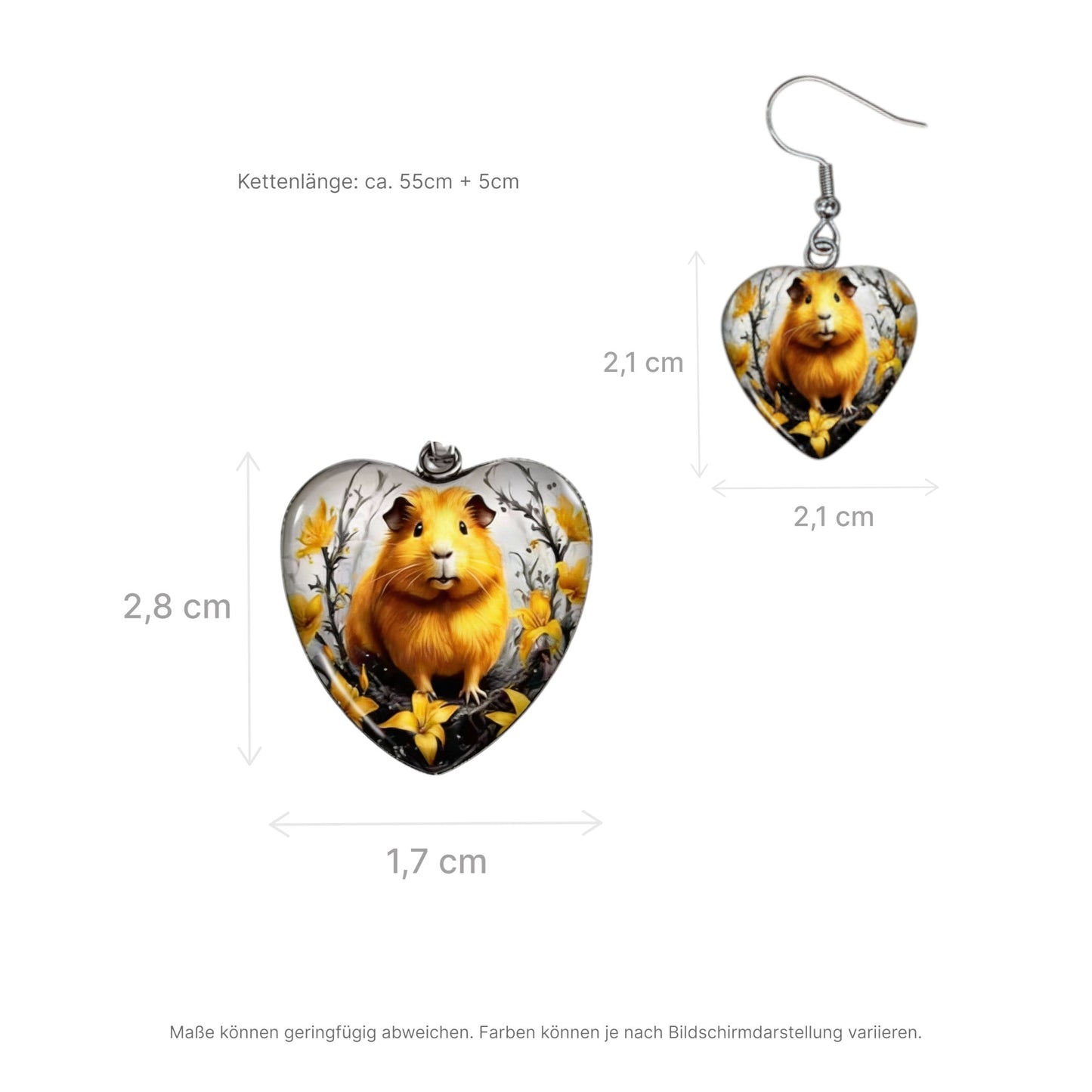 Heart Moment – 🐹💛 Guinea Pig Jewelry Set – Heart Necklace & Earrings in Harmonious Design | Luxury Guinea Pigs