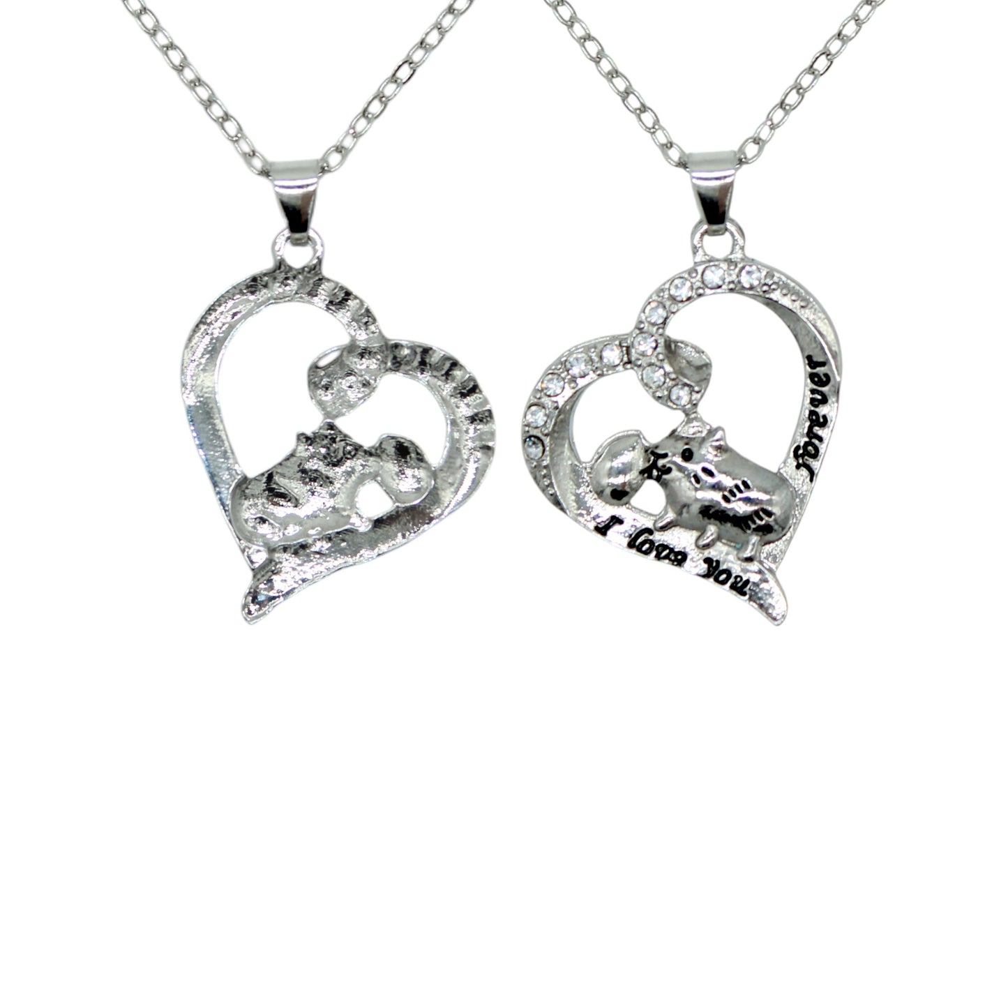 Heart Moment – 💖 Heart Guinea Pig Necklace "I love you forever" – Silver | Luxury Pigs
