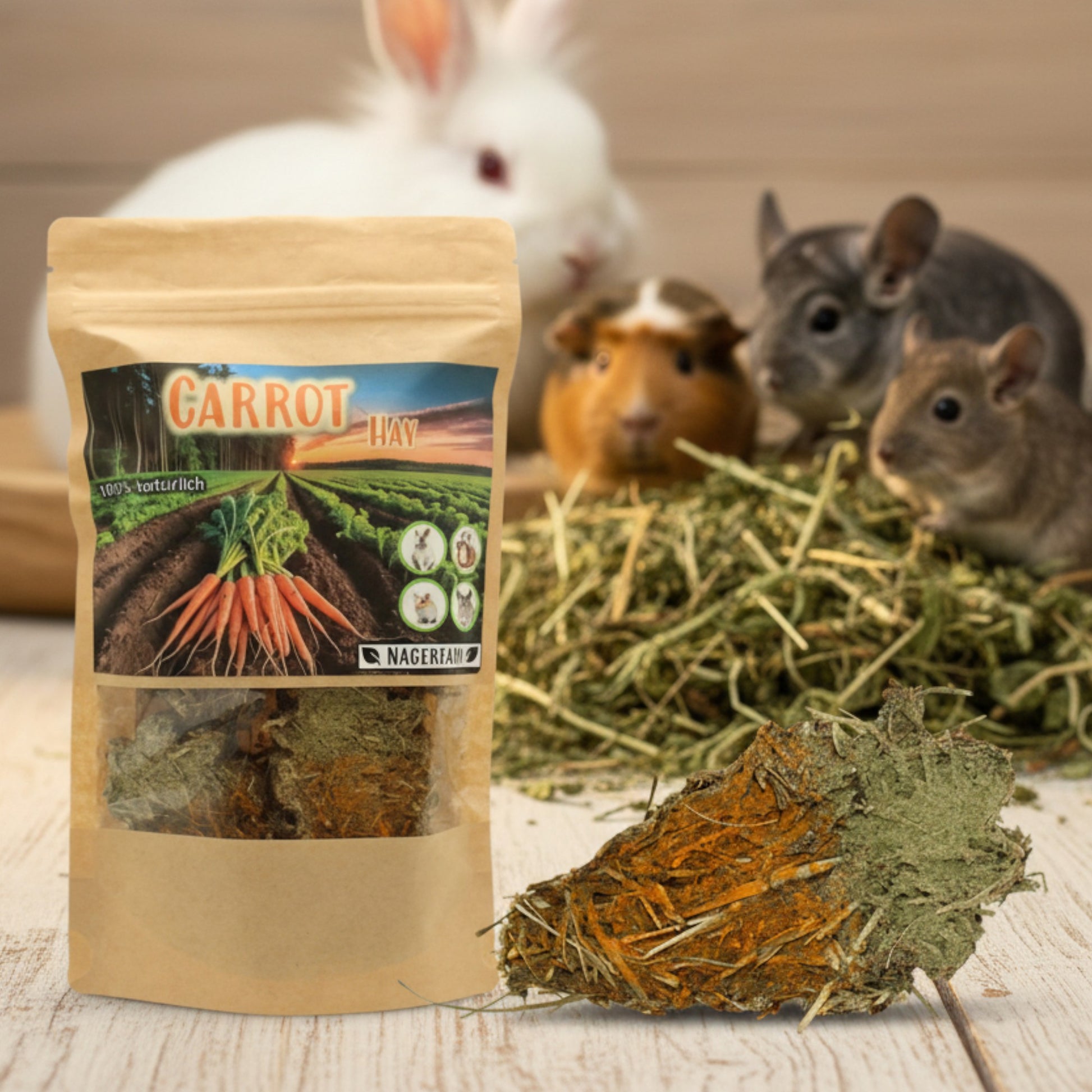 Carrot Hay Knabberkarotte für Kleintiere aus natürlichen Zutaten