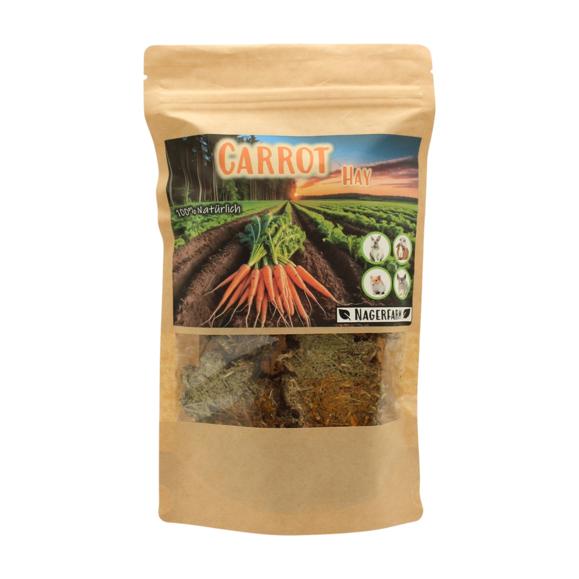 Carrot Hay Knabberkarotte Verpackung für Kaninchen, Meerschweinchen und Degus