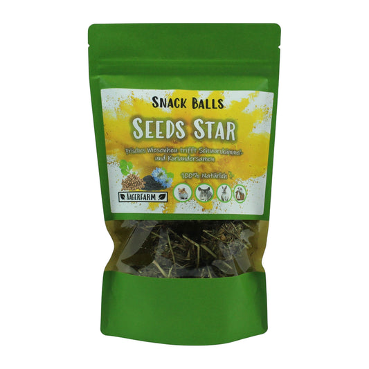Snack Balls Seeds Star – Heu-Snack mit Schwarzkümmel und Koriander für Meerschweinchen und Zwergkaninchen