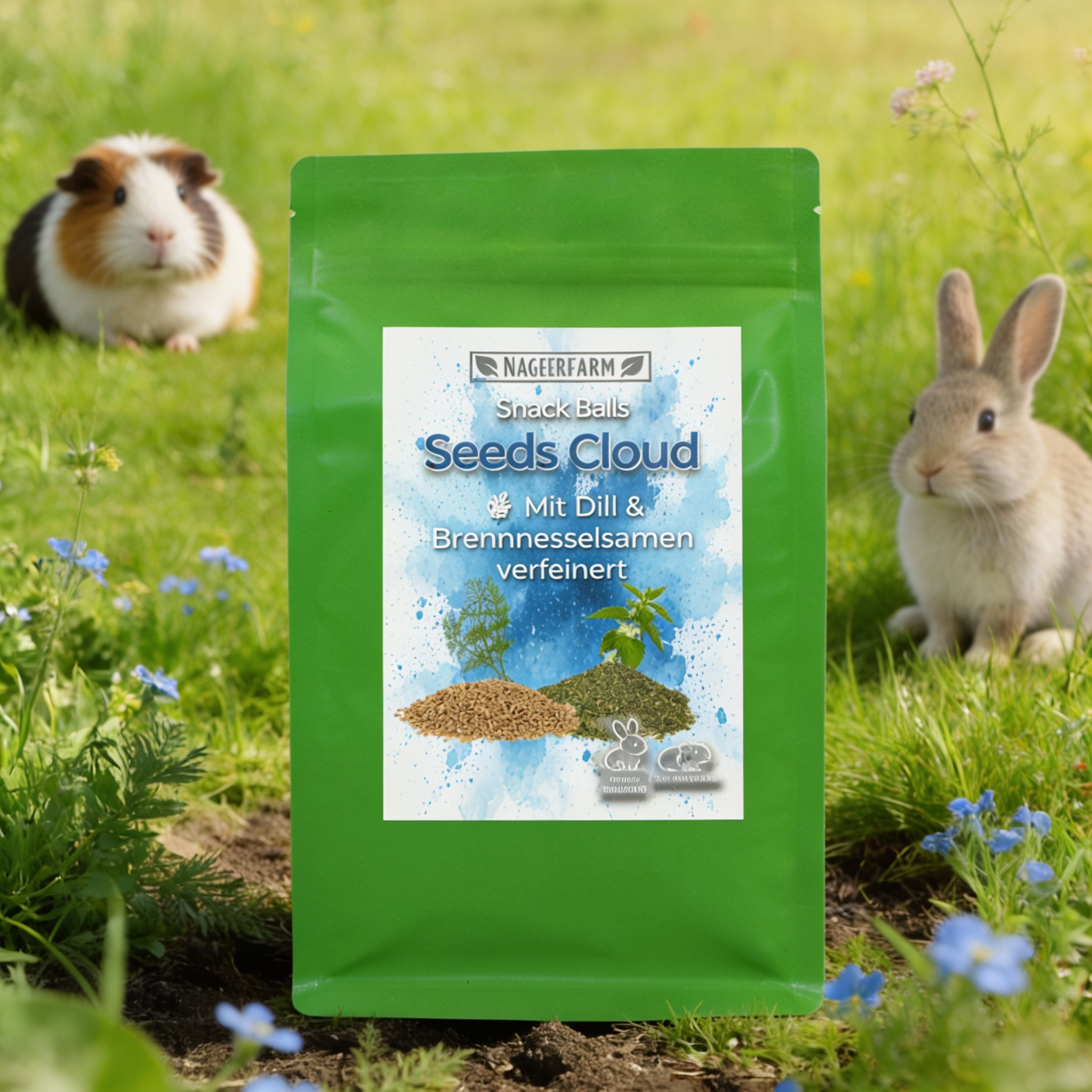 Snack Balls Seeds Cloud – Heu-Snack mit Dill & Brennnesselsamen für Meerschweinchen & Zwergkaninchen