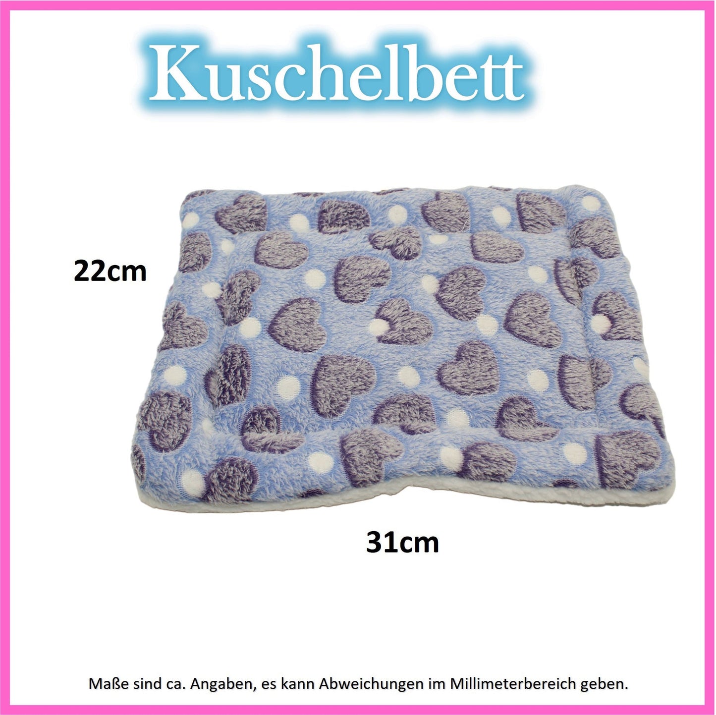 💙 Cuddly Bed – Hearts Blue