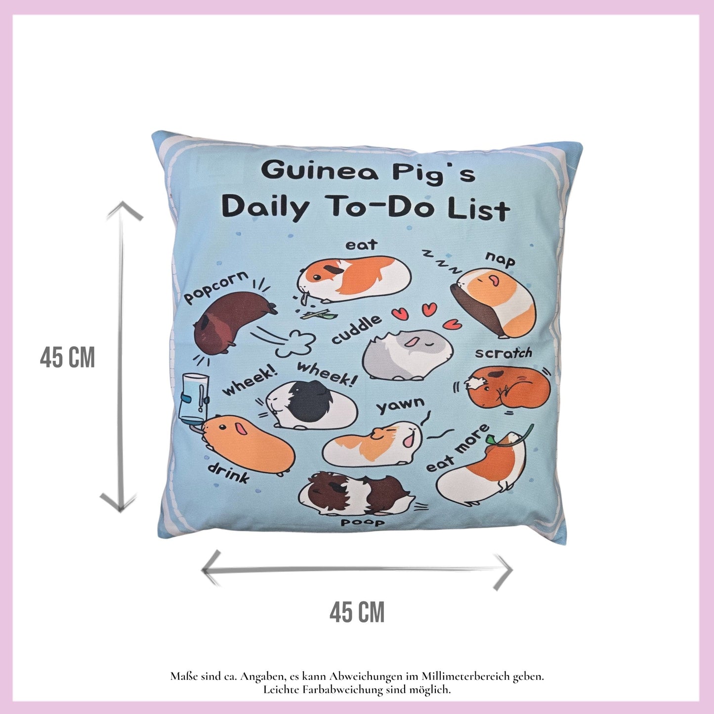 🛋️ Kissen „Daily To-Do List“ Nr.1 – Dein täglicher Kuschel-Reminder für Meerschweinchen-Fans