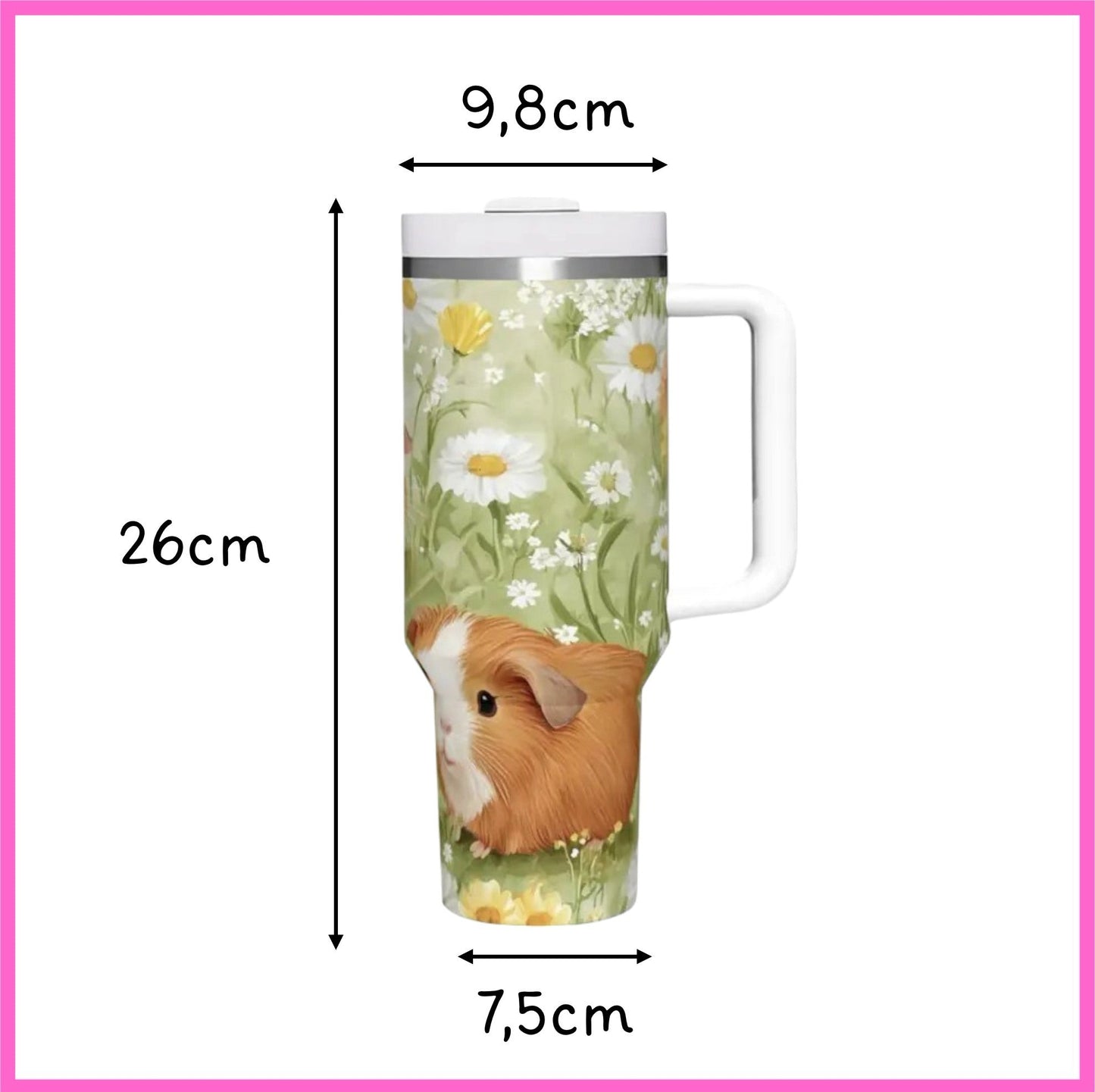 🌸 Trendy Guinea Pig Floral Meadow Water Bottle