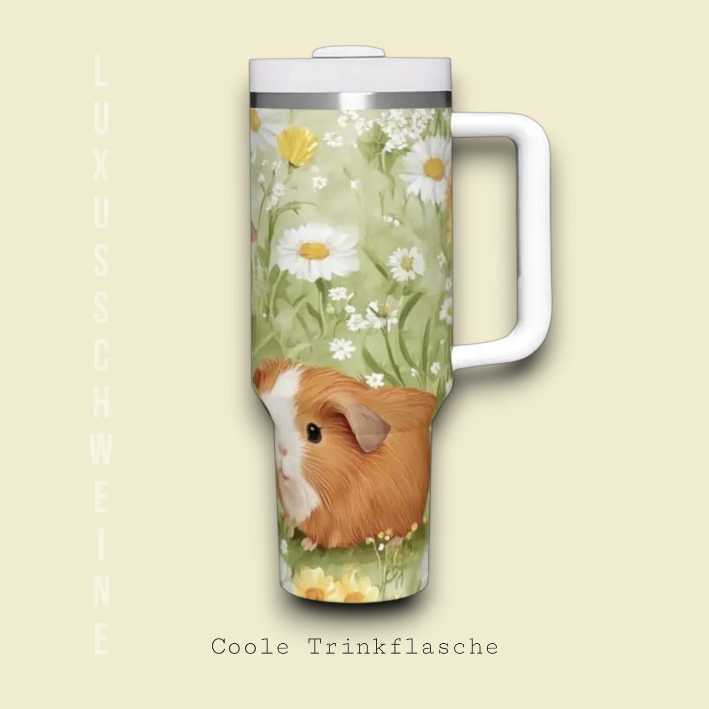 🌸 Trendy Guinea Pig Floral Meadow Water Bottle