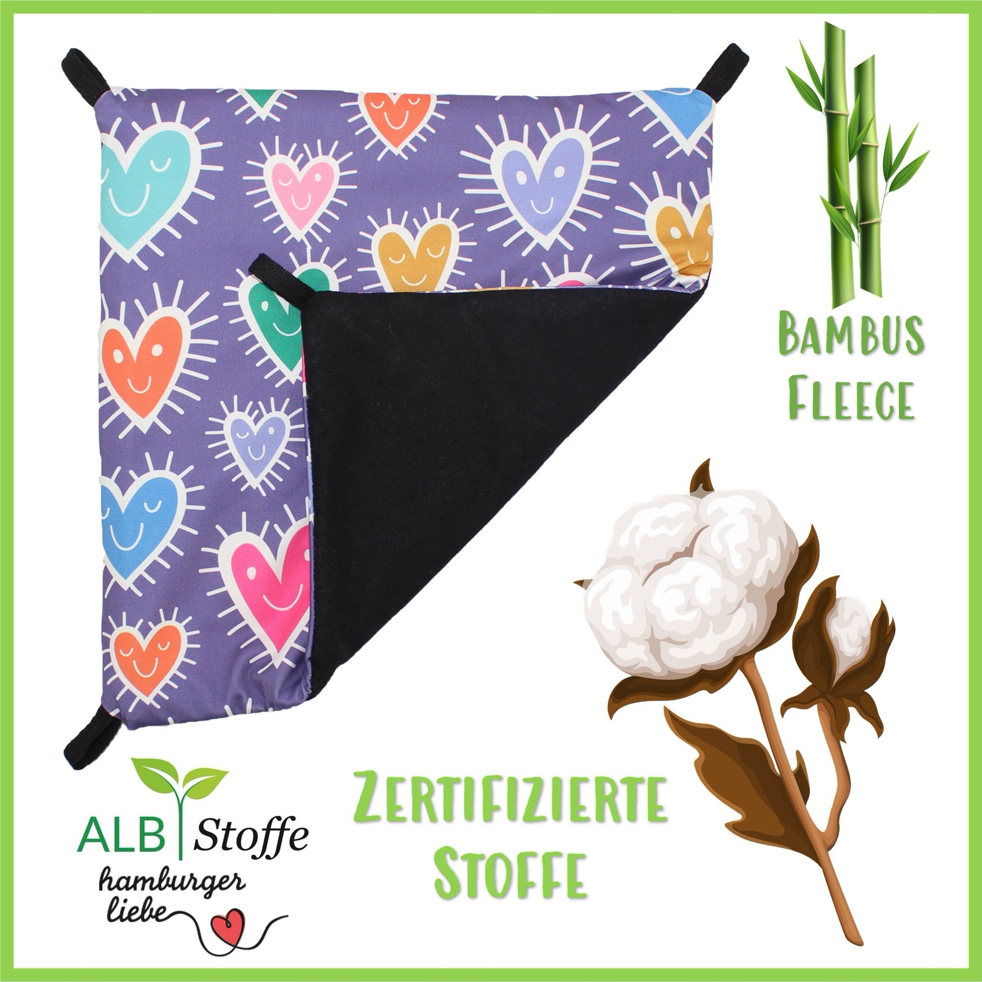Bio Hängematte - Herzen Purpel - Nagerfarm