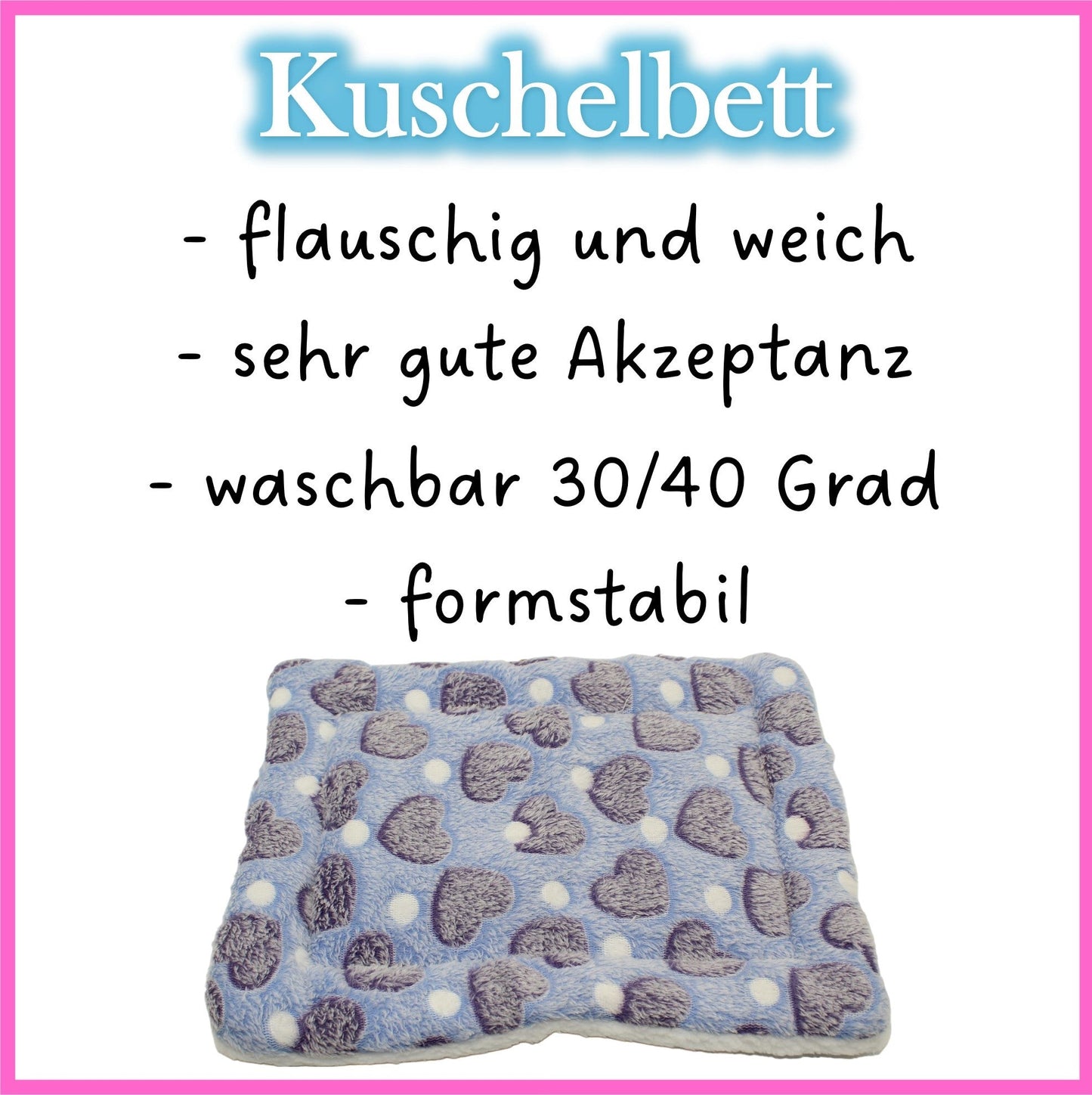 💙 Cuddly Bed – Hearts Blue