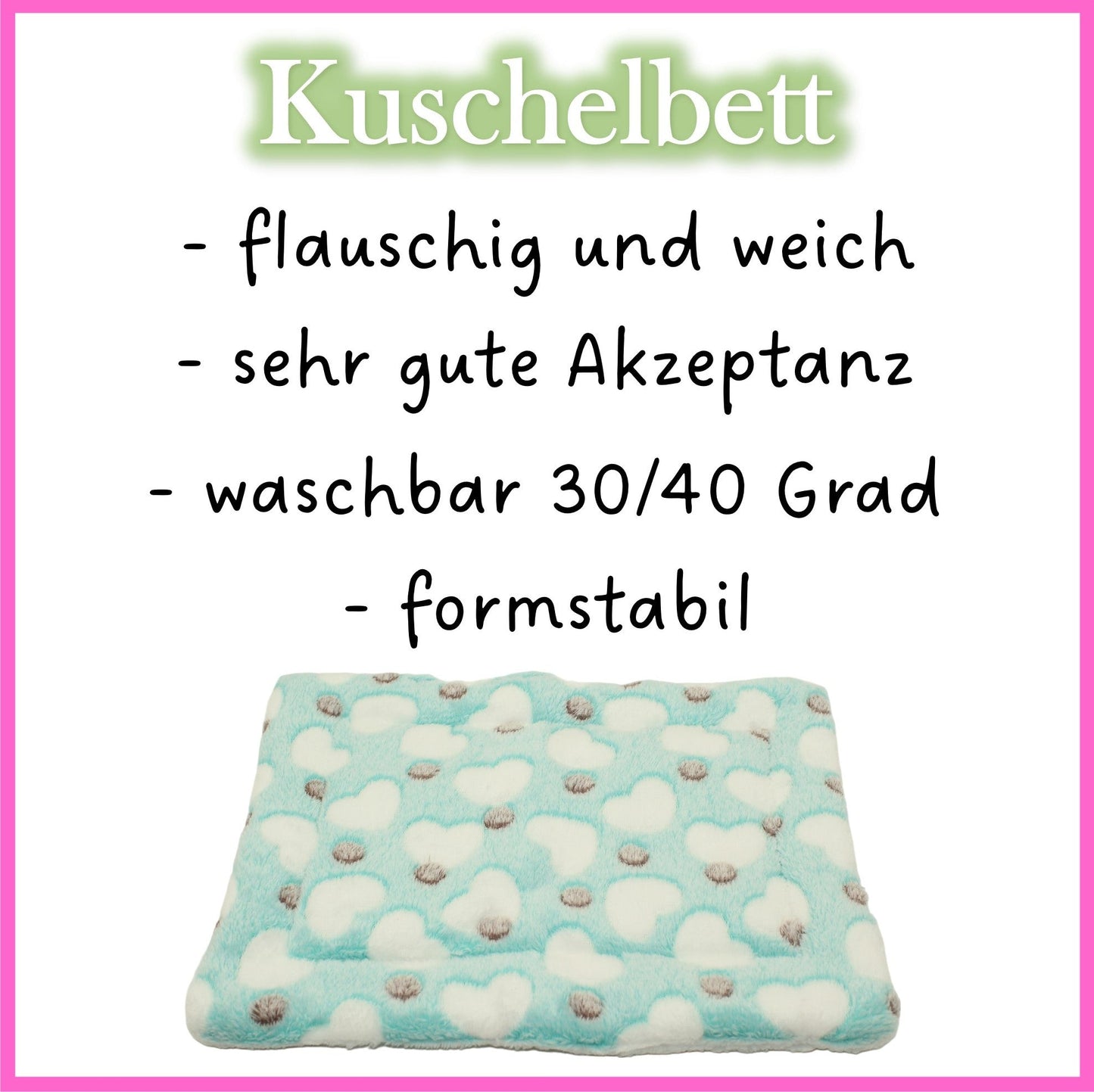 💚 Cuddly Bed – Hearts Turquoise